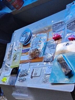 Assorted Jewelry Findings & Beading Supplies - Silver and Pink
